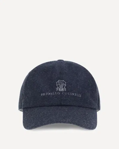 Brunello Cucinelli Logo Baseball Hat In Blue