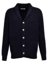 Brunello Cucinelli Shawl-collar Ribbed Cotton Cardigan In Blue