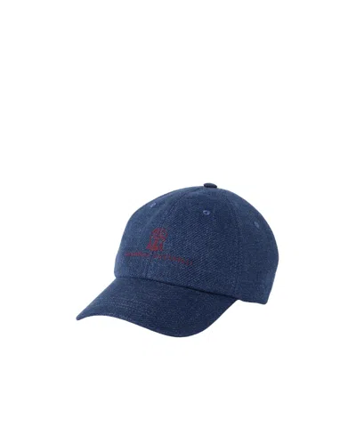 BRUNELLO CUCINELLI BRUNELLO CUCINELLI LOGO EMBROIDERED DIAGONAL BASEBALL CAP