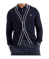 Brunello Cucinelli Cotton Knit Tennis Cardigan In Navy Blue