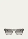 Brunello Cucinelli Logo Core Wire Acetate Square Sunglasses In Striped Grey