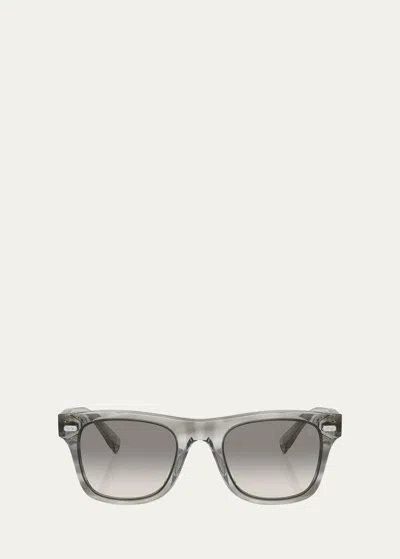 Brunello Cucinelli Logo Core Wire Acetate Square Sunglasses In Gray
