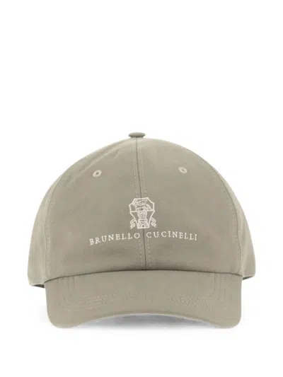 Brunello Cucinelli Logo Cotton Baseball Cap In Green