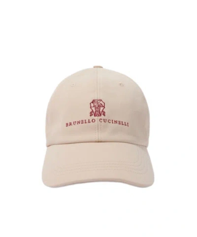 Brunello Cucinelli Logo Cotton Canvas Baseball Cap In Transparent