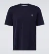 Brunello Cucinelli Logo-embroidered Cotton T-shirt In Blue