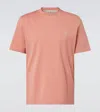 Brunello Cucinelli Logo Cotton Jersey T-shirt In Pink