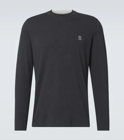 Brunello Cucinelli Logo Cotton Jersey T-shirt In White