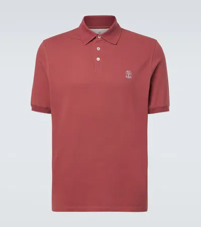 Brunello Cucinelli Classic Piquet Polo In Burgundy