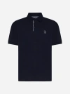 Brunello Cucinelli Embroidered Cotton Polo Shirt In Cobalt Blue,grey