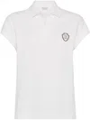 Brunello Cucinelli Polo Top With Cap Sleeves And Straight Hem In White