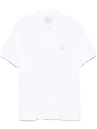 Brunello Cucinelli Logo Cotton Polo Shirt In White