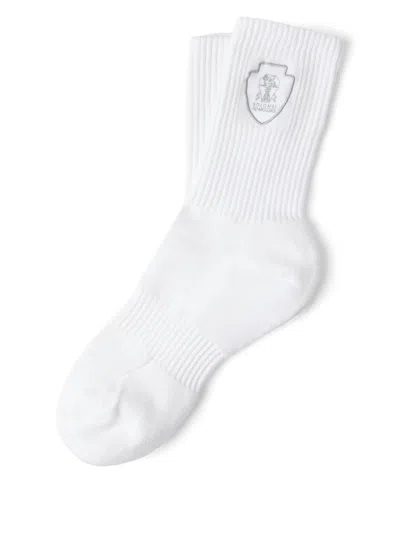 Brunello Cucinelli Logo Cotton Socks In Gray