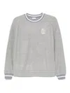 Brunello Cucinelli Grey Embroidered Logo Sweatshirt In Gray