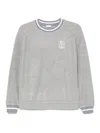 Brunello Cucinelli Grey Embroidered Logo Sweatshirt In Gray