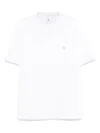 Brunello Cucinelli Men Cotton Jersey Crew-neck T-shirt With Logo And Faux-layering In White