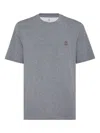 Brunello Cucinelli Men Logo Cotton T-shirt In Gray