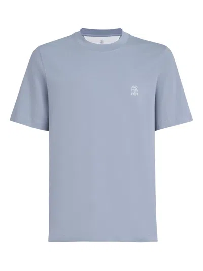 Brunello Cucinelli Crew-neck Logo-detail T-shirt In Animal Print