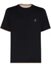 Brunello Cucinelli Logo-embroidered Cotton T-shirt In Black+creta
