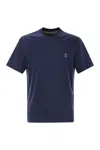 Brunello Cucinelli Logo Cotton T-shirt In Blue