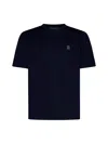 Brunello Cucinelli Cotton Logo T-shirt In Blue