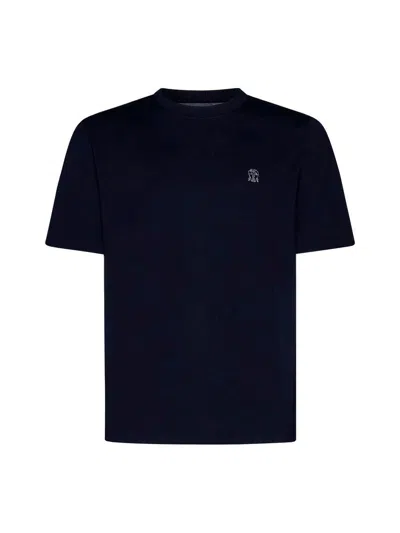 Brunello Cucinelli Cotton Logo T-shirt In Black