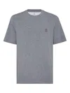 Brunello Cucinelli Men Logo Cotton T-shirt In Gray