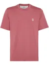 Brunello Cucinelli Logo Cotton T-shirt In Ruby