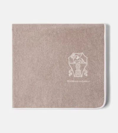 Brunello Cucinelli Logo Cotton Terry Towel In Brown