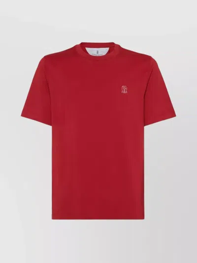 BRUNELLO CUCINELLI LOGO CREW NECK COTTON JERSEY T-SHIRT