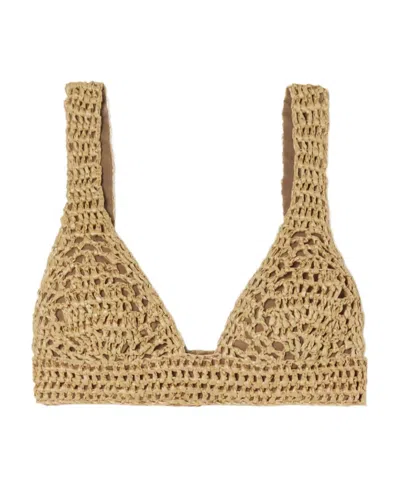 Brunello Cucinelli Logo Crocheted Bra Underwear In Gold