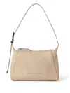 Brunello Cucinelli Leather Shoulder Bag With Adjustable Top Handle In Neutrals