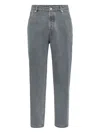 Brunello Cucinelli Logo-detail Cotton Straight-leg Jeans In Gray