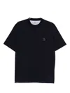 Brunello Cucinelli Cotton T-shirt With Lateral Slits In Navy Blue