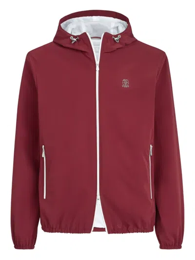 Brunello Cucinelli Logo-detail Hooded Jacket In Red