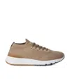 Brunello Cucinelli Logo-detail Lace-up Sneakers In Brown