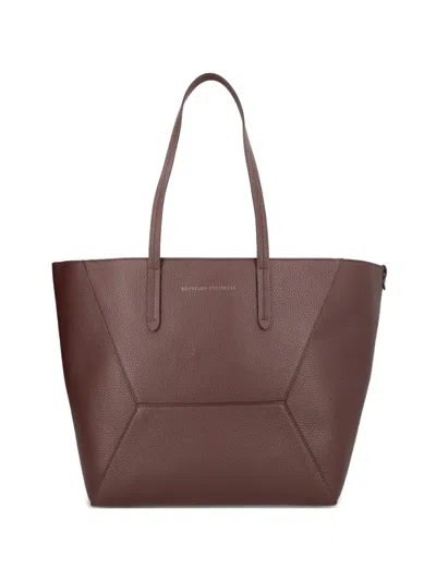 Brunello Cucinelli Logo-detail Shoulder Bag In Brown