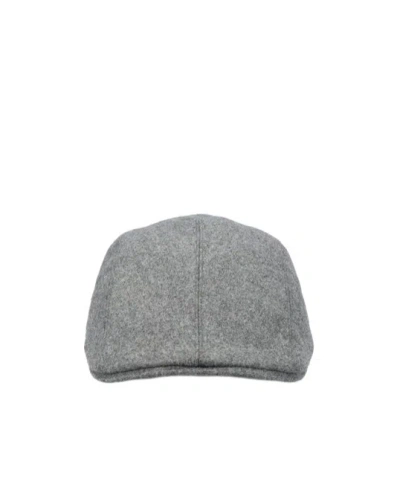 Brunello Cucinelli Logo Detailed Cap In Medium Gray+brown