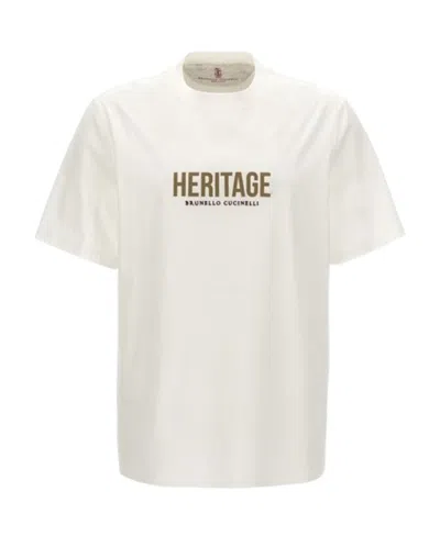 Brunello Cucinelli Logo Detailed Crewneck T-shirt In White