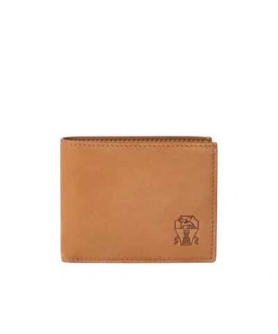 Brunello Cucinelli Logo-embossed Bi-fold Wallet In Brown