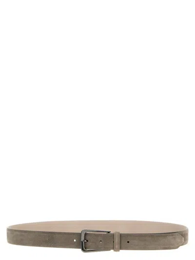 Brunello Cucinelli Suede Belt In Gray
