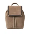 Brunello Cucinelli Logo Embossed Drawstring Backpack In Brown