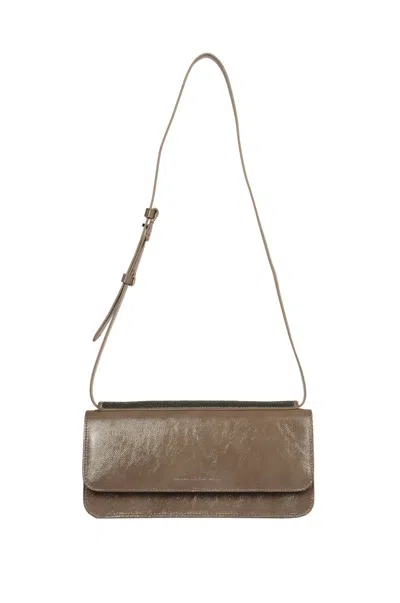 Brunello Cucinelli Logo Embossed Shoulder Bag In Brown