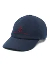 Brunello Cucinelli Linen-wool-silk Embroidered Baseball Cap In Blue