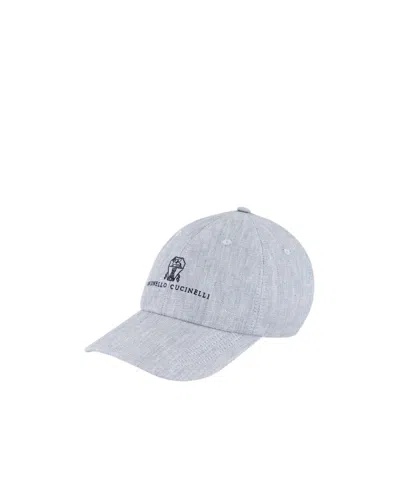 Brunello Cucinelli Logo Embroidered Baseball Cap In Blue