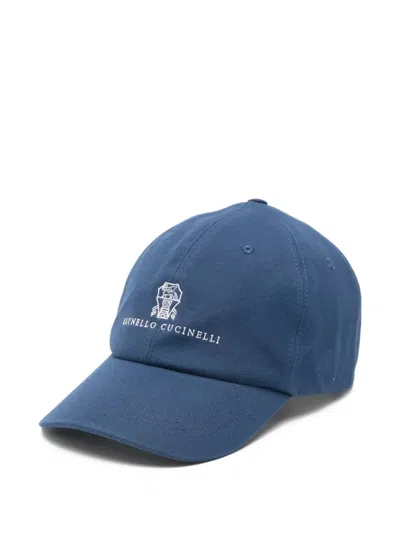 Brunello Cucinelli Logo-embroidered Baseball Cap In Blue