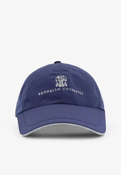 Brunello Cucinelli Logo Embroidered Baseball Cap In Blue