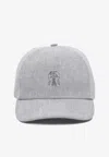 Brunello Cucinelli Grey Sparkling Canvas Baseball Cap In Gray