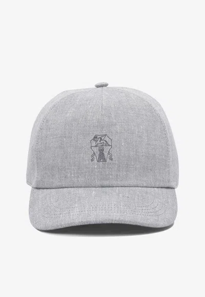 Brunello Cucinelli Logo Embroidered Baseball Cap In Gray
