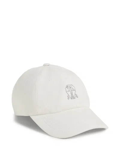 Brunello Cucinelli Kids' Logo-embroidered Baseball Cap In White