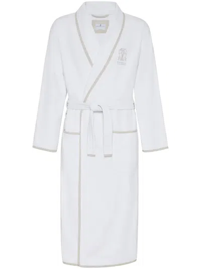 Brunello Cucinelli Logo-embroidered Bath Robe In White